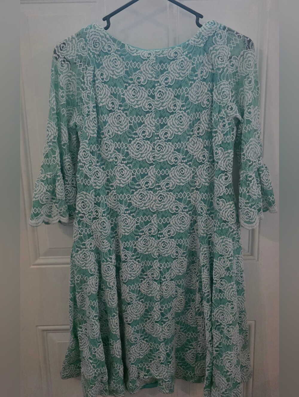 Rabbit Rabbit Rabbit Turquoise Dress with White Lace Overlay - Picture 4 of 4